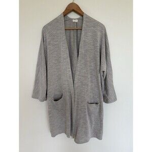 DONNI Striped Cardigan Osfa Rib Sweater One Size Fits All Gray